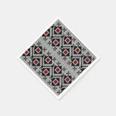 幾何学赤と黒のフォークルーマニアのモチーフ スタンダードカクテルナプキン (角)