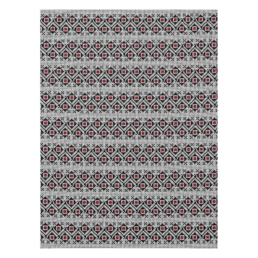 幾何学赤と黒のフォークルーマニアのモチーフ テーブルクロス (正面)
