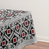 幾何学赤と黒のフォークルーマニアのモチーフ テーブルクロス (インサイチュ)