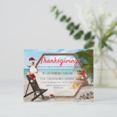 幾何学赤緑フレーム感謝祭 インビテーションポストカード (スタンド正面)