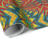 幾何学赤青&黄ヴィンテージ部族 ラッピングペーパー (ロールコーナー)