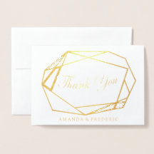 幾何学金箔バイオレットフラワーサンキューカード