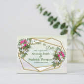 幾何学金輝く花束が日付を保存 案内ポストカード (スタンド正面)