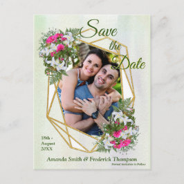 幾何学金輝く花束が日付を保存 案内ポストカード