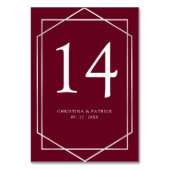 幾何学銀とバーガン結婚ディのテーブル番号 テーブルナンバー (裏面)