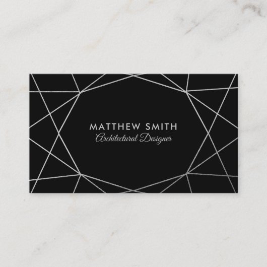 幾何学銀線を無効にするモダン 名刺 (正面)