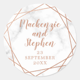 幾何学銅大理石パーソナライズされた結婚の ラウンドシール