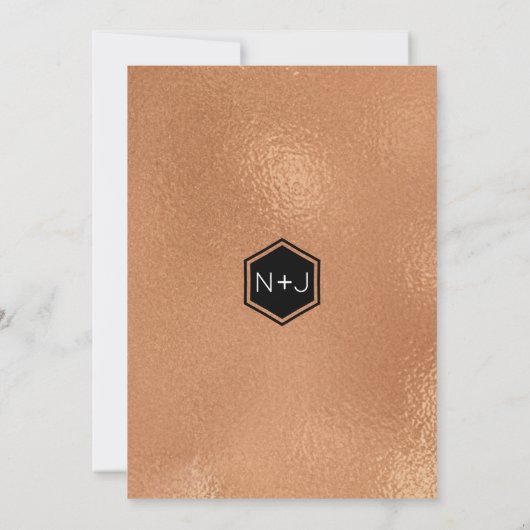 幾何学銅箔の水カラー大理石招待状 招待状 (裏面)