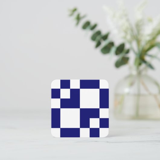 幾何学長方形と正方形 – 深いネイビーブルー スクエア名刺 (スタンド正面)