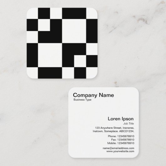 幾何学長方形と正方形 – 白黒 スクエア名刺 (正面/裏面)