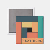 幾何学長方形(ver2)と任意の文字磁石 マグネット (正面/裏面)