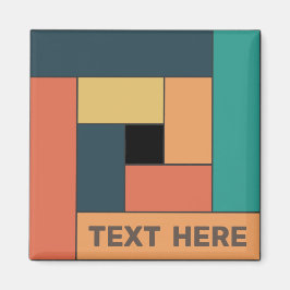 幾何学長方形(ver2)と任意の文字磁石 マグネット