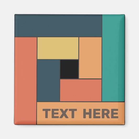 幾何学長方形(ver2)と任意の文字磁石 マグネット (正面)