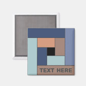 幾何学長方形(ver3)と任意の文字磁石 マグネット (正面/裏面)