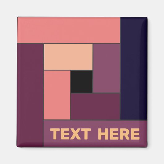 幾何学長方形(ver5)と任意の文字磁石 マグネット (正面)