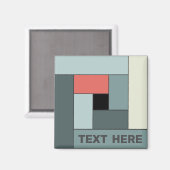 幾何学長方形(ver6)と任意の文字磁石 マグネット (正面/裏面)