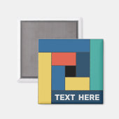 幾何学長方形(ver7)と任意の文字磁石 マグネット (正面/裏面)