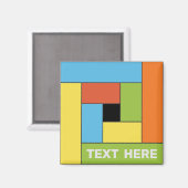 幾何学長方形(ver8)と任意の文字磁石 マグネット (正面/裏面)