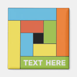 幾何学長方形(ver8)と任意の文字磁石 マグネット