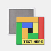 幾何学長方形(ver9)と任意の文字磁石 マグネット (正面/裏面)