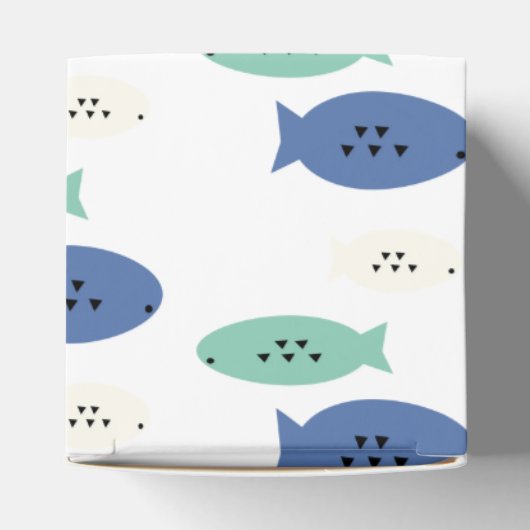 幾何学魚のブルーパーティーの好意ボックス フェイバーボックス (上部)