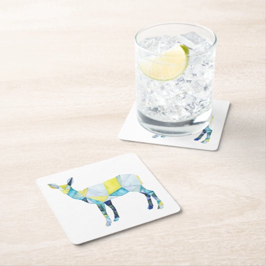 幾何学鹿動物 スクエアペーパーコースター (インサイチュ)