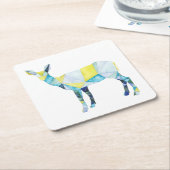 幾何学鹿動物 スクエアペーパーコースター (アングル)