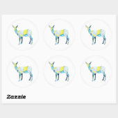 幾何学鹿動物 ラウンドシール (シート)