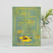 幾何学黄ワイルドフラワー写真カスタム 招待状 (スタンド正面)