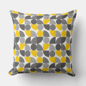 幾何学黄色の灰色の円パターンの繰り返しモダン表示 クッション (正面)