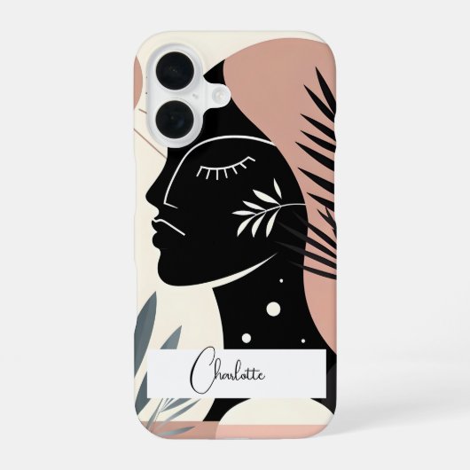 幾何学黒人女性 iPhone 16ケース (裏面)