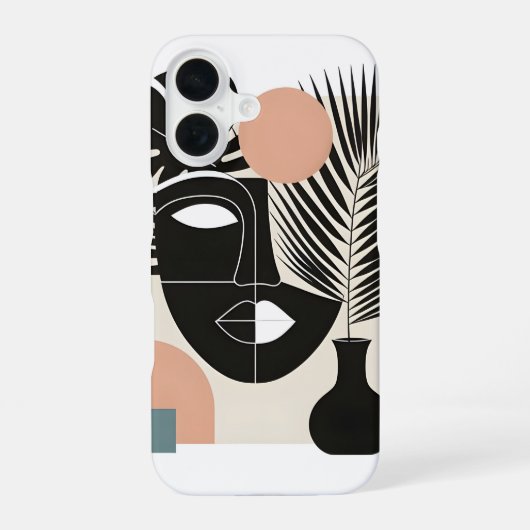 幾何学黒人女性 iPhone 16ケース (裏面)