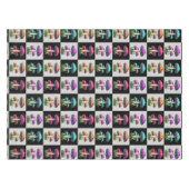 幾何市松模様にキノコ テーブルクロス (正面(横))