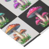 幾何市松模様にキノコ テーブルクロス (アングル)