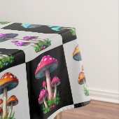 幾何市松模様にキノコ テーブルクロス (インサイチュ)