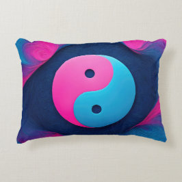 幾何平衡：鮮やか陰陽パターン アクセントクッション