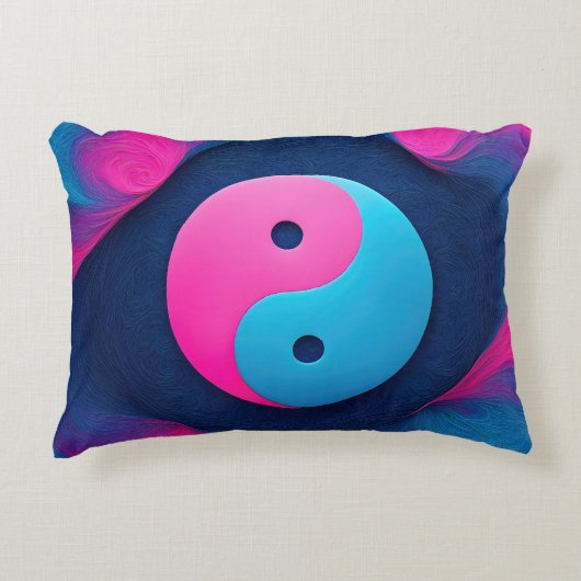 幾何平衡:鮮やか陰陽パターン アクセントクッション (正面)