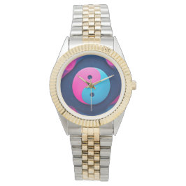幾何平衡：鮮やか陰陽パターン 腕時計