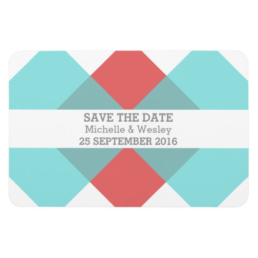 幾何座標系を保存する日付マグネットティール（緑がかった色）赤 マグネット (横)