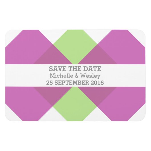 幾何座標系を保存する日付マグネット明るい赤紫色緑 マグネット (横)