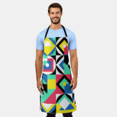 幾何形状カラフル装飾オーナメント エプロン (着用した状態)