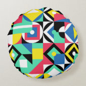 幾何形状カラフル装飾オーナメント ラウンドクッション (裏面)