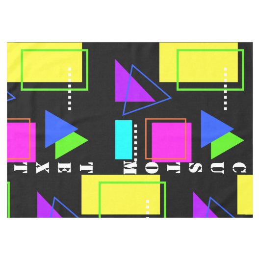 幾何形状パターン（の模様が）あるネオンレトロ80のファッション テーブルクロス (正面(横))