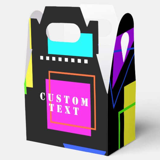 幾何形状パターン(の模様が)あるネオンレトロ80のファッション フェイバーボックス (オープン)