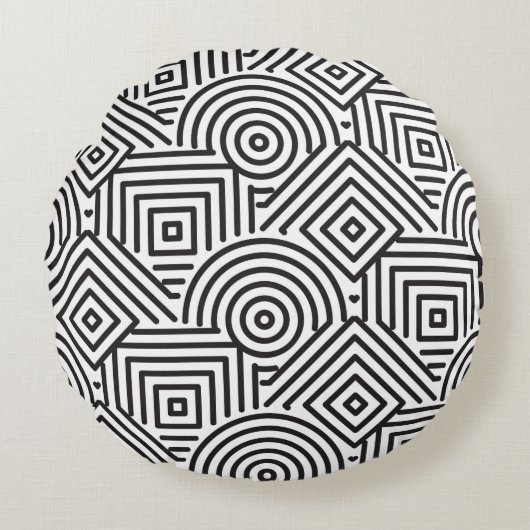 幾何形状パターン ラウンドクッション (正面)
