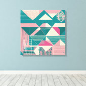 幾何形状モダンアカラフル包まれたートカンバ キャンバスプリント (インサイチュ (ウッドフロア))