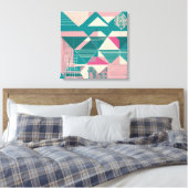 幾何形状モダンアカラフル包まれたートカンバ キャンバスプリント (インサイチュ (寝室))