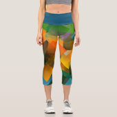 幾何形状切り子面緑とYellowTones Ca カプリレギンス (正面)