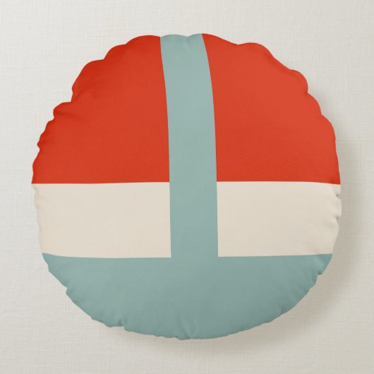 幾何形状抽象芸術赤い灰色 ラウンドクッション (正面)