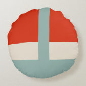 幾何形状抽象芸術赤い灰色 ラウンドクッション (裏面)